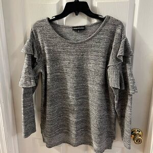 Catherine Malandrino Gray Ruffle Sleeve Top Size Medium
